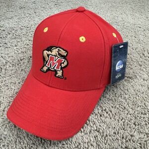 Maryland Terrapins Hat Signatures Adjustable Red Testudo Mascot Logo Cap NOS NWT